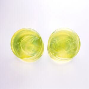 GLASSWEAR STUDIOS Chaos Algae Yellow Swirl 000G 10mm Double Flared Plugs